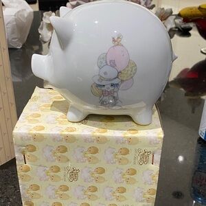 Precious Moments White Piggy Bank with Inspirational Quote